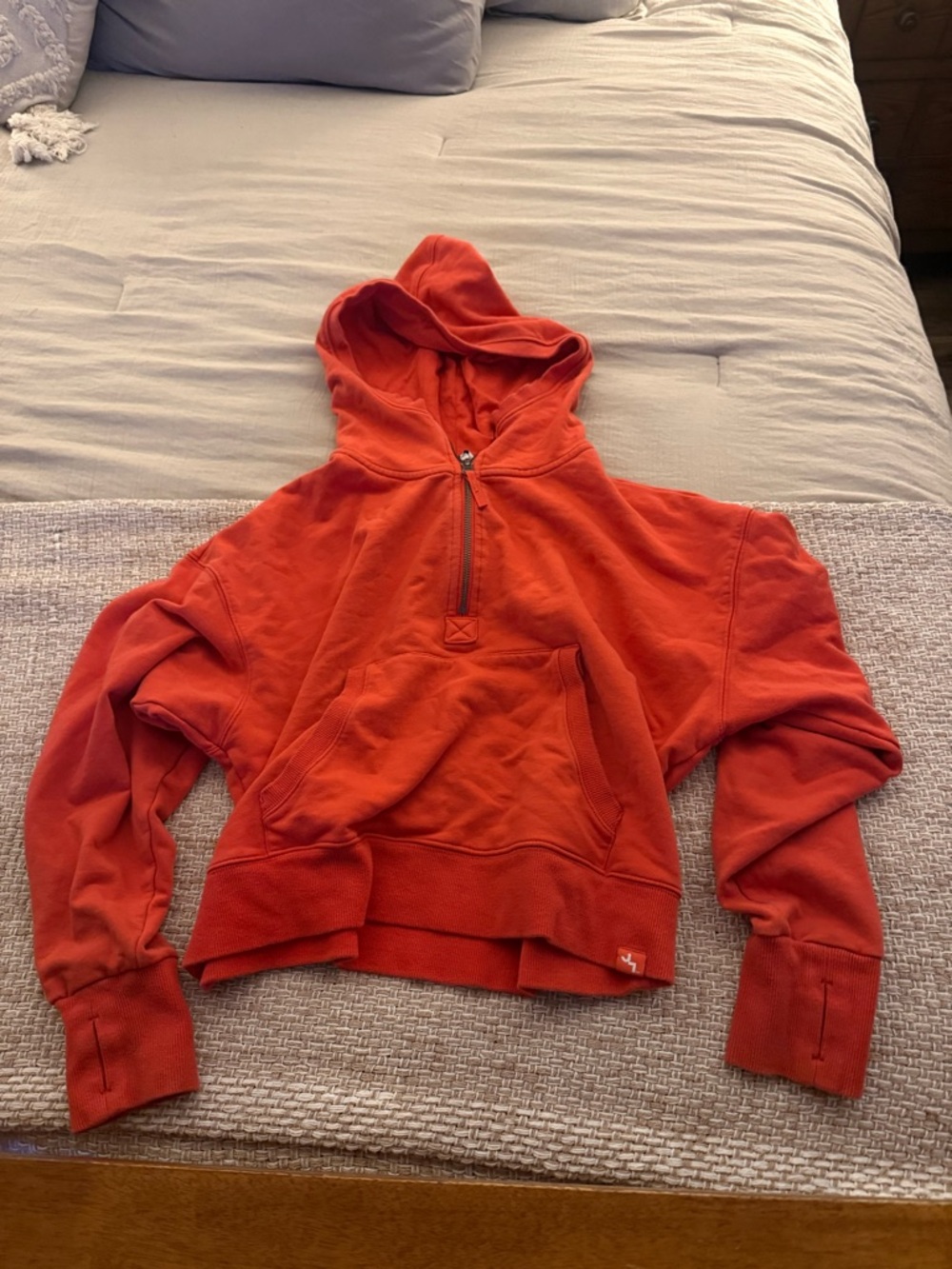 Joy lab Cropped Red Zip-Neck Hoodie